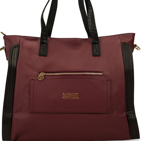 Badgley Mischka Rose Faux Leather XL Travel Weekender Tote Bag In Wine, NWT - Picture 4 of 5